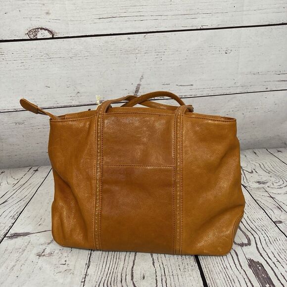 Old Trend Tan Eco Genuine Leather Dancing Bamboo Tote Chestnut Brown Hand Dyed - Picture 3 of 11